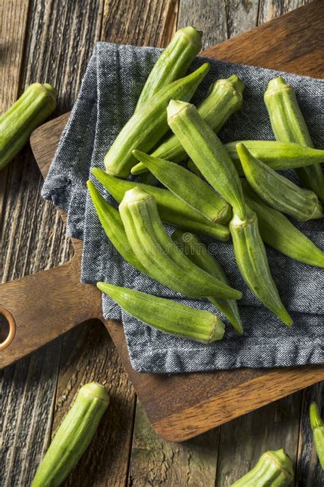 Raw Green Organic Okra Vegetables Stock Image Image Of Nature Rustic