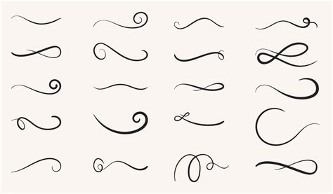 Set Of Hand Drawn Swirling Lines And Calligraphic Elements 17193584