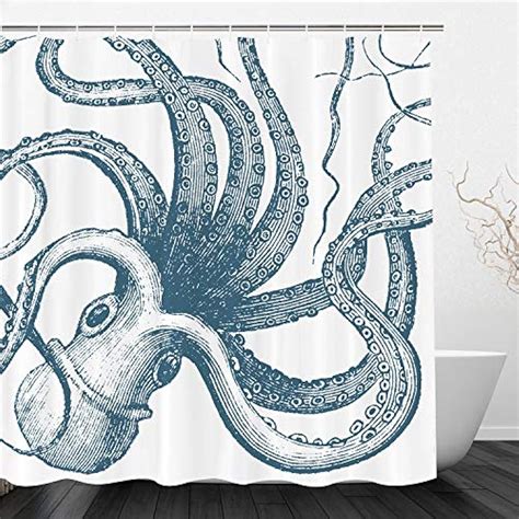 Octopus Shower Curtain Majestic Sea Creature Kraken Ocean Theme Fabric