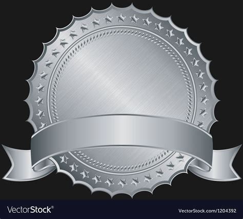 Silver Blank Label With Silver Ribbon Royalty Free Vector Sponsored