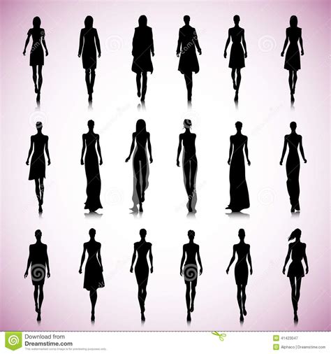 Set Of Female Fashion Silhouettes Stock Vector Image 41423047