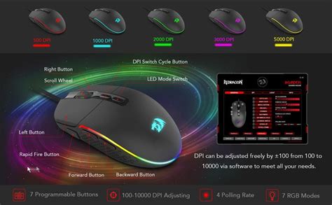Redragon M719 Invader Wired Optical Gaming Mouse 7 Programmable Buttons