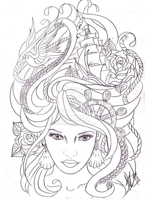 Maritime Hair Tattoo Sketch By Nevermore Ink On Deviantart Tattoo Sketches Hair Tattoos
