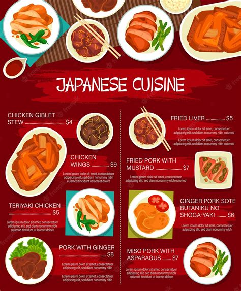 Premium Vector | Japanese food dishes and meals menu template