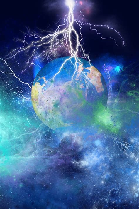 Blue Sci Fi Universe Planet Space Lightning Planet Background Material