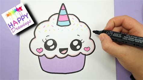 how to draw a cute cupcake unicorn super easy and kawaii youtube