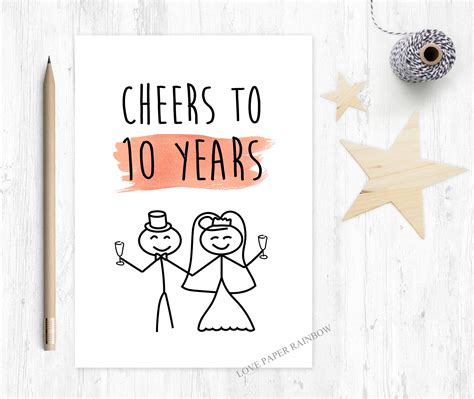 Happy 10th Wedding Anniversary Handmade 10th Wedding Anniversary Card