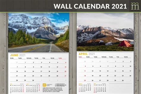 Wall Calendar 2021 Wc027 21 Stationery Templates Creative Market