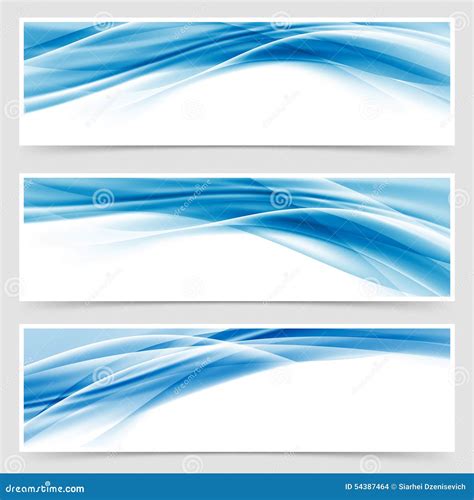 Abstract Set Header Blue Wave Whit Vector Design On Gray Background