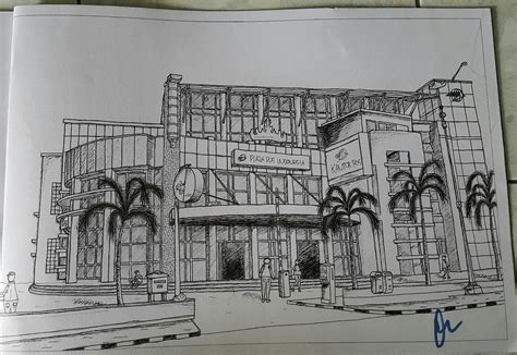 15 Contoh Gambar Sketsa Gedung Terbaik Postsid