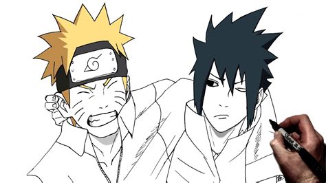 How To Draw Naruto And Sasuke Step By Step Naruto Youtube