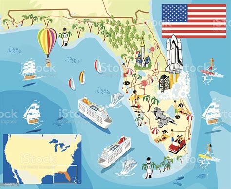 Ilustración De Dibujo Mapa De Florida Y Más Vectores Libres De Derechos