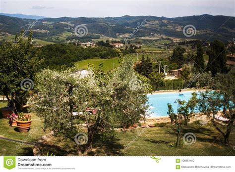 Beautiful Landscape Of Italian Tuscany Villa Bordoni Stock Photo