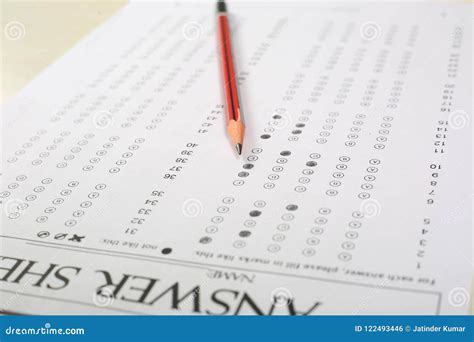 Picture Of Exam Sheet And Pencil Stock Photo Image Of Mark Isolated