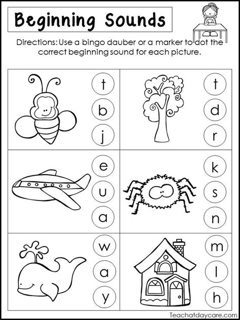 10 Printable Beginning Sounds Worksheets Preschool 1st Grade Etsy Uk