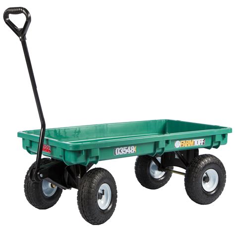 Millside Poly Deck Garden Wagon With Flat Free Tires Green Lawn