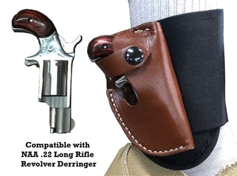 Leather Derringer Ankle Holster Accommodates North American Arms 22 Lr