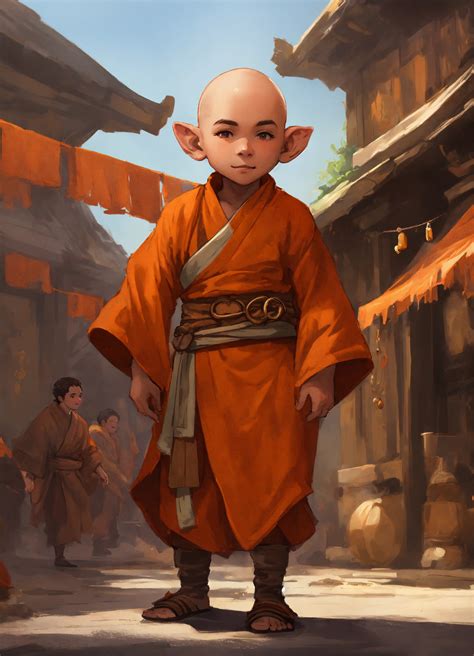 Lexica A Skinny Male Halfling Bald Head With Ponytail On Top Of Head