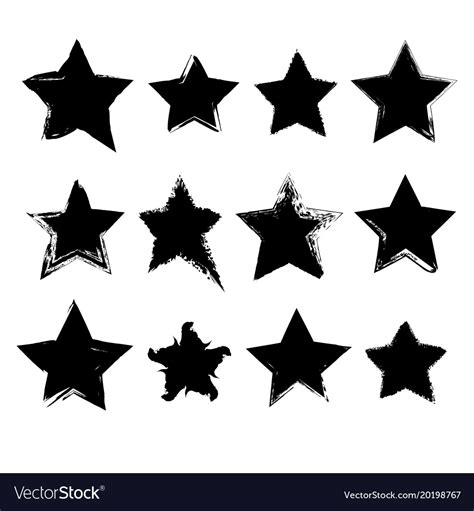 Collection Hand Drawn Stars Royalty Free Vector Image