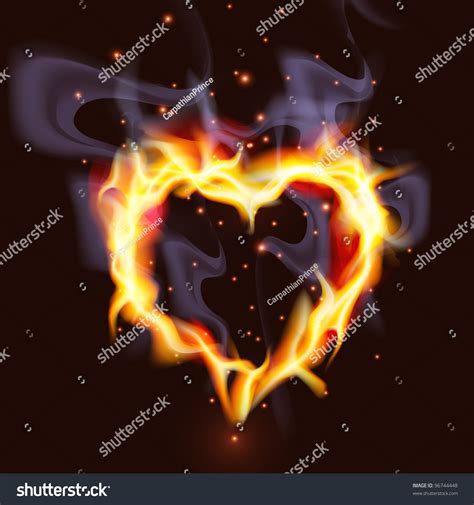 Illustration Passionate Burning Heart Concept Stock Vector 96744448