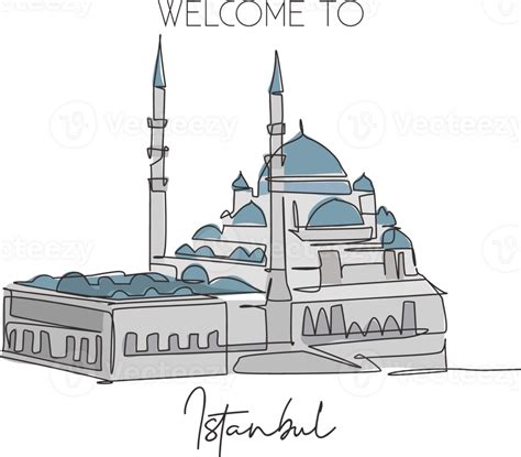 One Single Line Drawing New Mosque Landmark World Famous Iconic