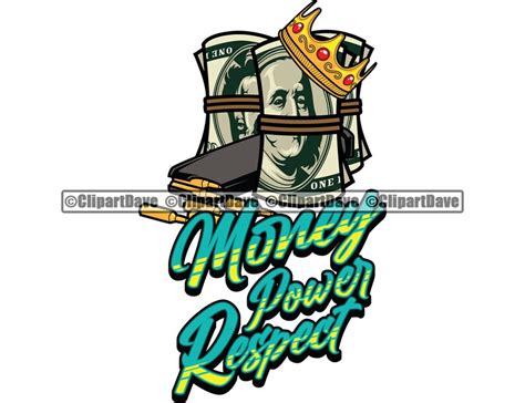 Money Power Respect Cash King Gun Svg Design Hustle Gold Crown Etsy