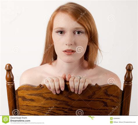 Redhead And Wooden Chair Stock Image Image Of Wooden 32666961