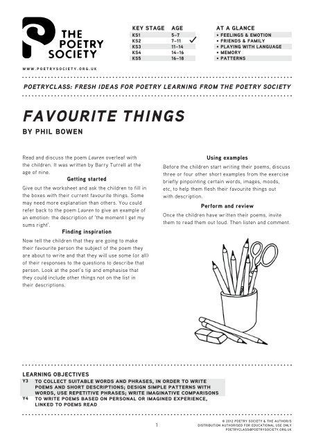 Favourite Things The Poetry Society