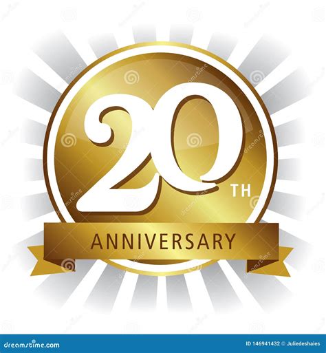 20th Anniversary Badge Gold Stock Vector Illustration Of Logo