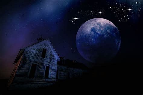 free download gray wooden house moonlight night home moon full moon darkness sky night