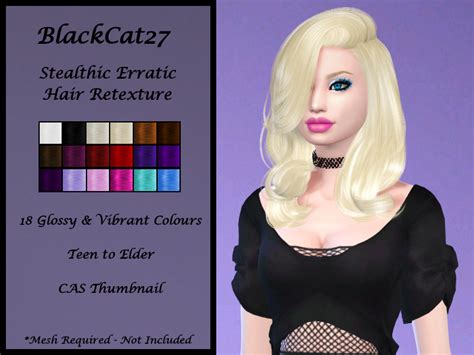 The Sims Resource Blackcat27 Stealthic Erratic Hair Retexture