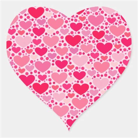 Tiny Hearts Big Heart On Rose Pink Heart Sticker Zazzle