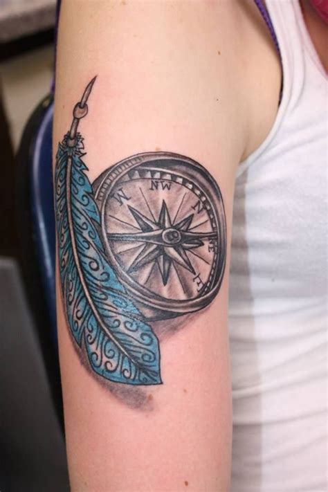 Feather And Compass Feather Tattoos Feather Tattoos