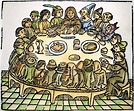 The Canterbury Tales 1483 Nthe Pilgrims At Table Engraving From William ...