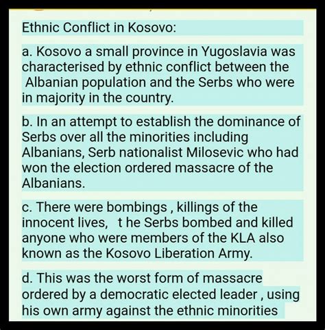 Explain The Main Causes Of Conflict In Kosovo Mention Any Three Causes