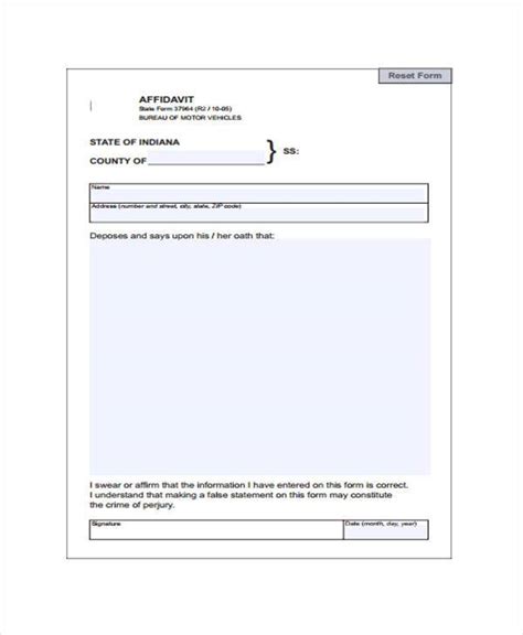 Printable Blank Affidavit Affidavit Form Zimbabwe Pdf Free Sample