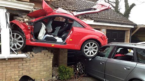 Crazy Car Crash Ends Up With Car In The Side Of A House Youtube