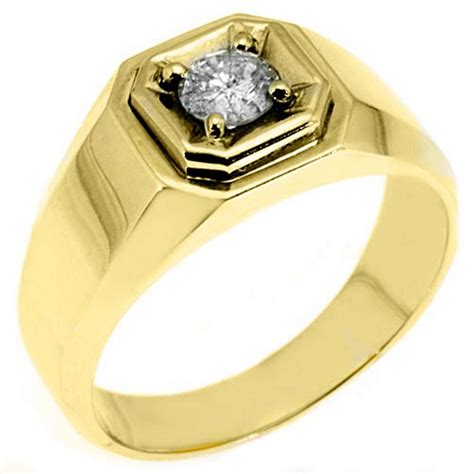 14k Yellow Gold Mens Solitaire Round Cut Diamond Ring 50 Carats