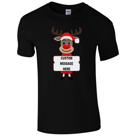 Rudolph Reindeer Custom Message T Shirt Cute Christmas Rudolf Kids Mens