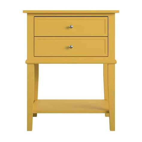 Ameriwood Home Queensbury 22 In Mustard Yellow Accent Table With 2