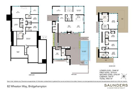 9000 Square Foot Modern New Build In Water Mill Ny Floor Plans