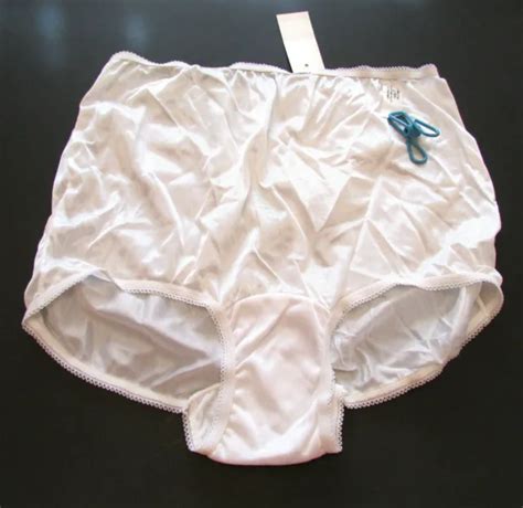 Vtg Nos Usa Made Silky Nylon Full Cut Granny Briefs Panties Cotton