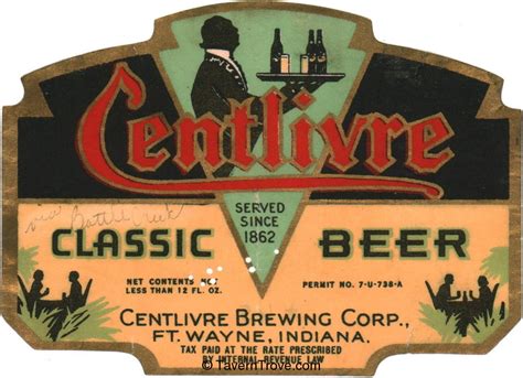 Item 31914 1935 Centlivre Classic Beer Label Cs15 24