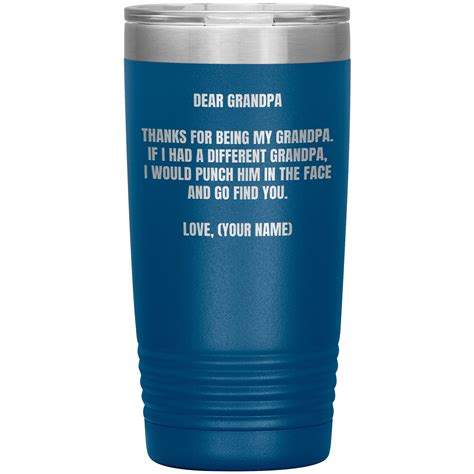 Personalized Grandpa 20oz Tumbler Thanks For Being My Grandpa Etsy
