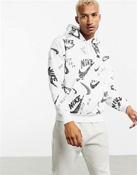 Maybe you would like to learn more about one of these? Nike Club all over logo hoodie in white | ASOS