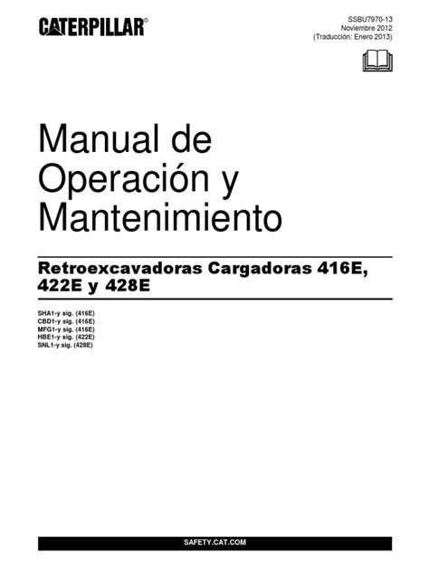 Manual De Operacion Y Mantenimiento Retroexcavadora 416e 422e Y 428e