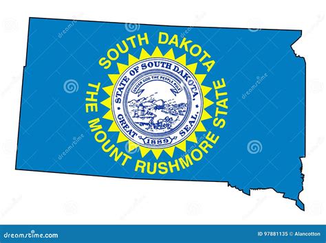 Mapa Y Bandera Del Esquema De Dakota Del Sur Ilustración Del Vector