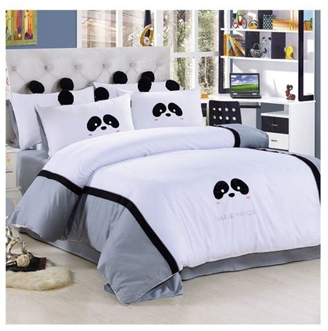 Black And White Cotton Panda Bedding Set Queen Size Doona Duvetquilt