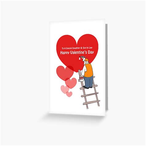 Valentine S Day Daughter And Son In Law Cards Red Hearts Cartoon Greeting Card By Shirguppi