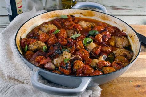 We have the perfect chicken and chorizo pasta bake recipe to impress guests or feed the family. One-pan baked chicken with chorizo and tomatoes (with a ...